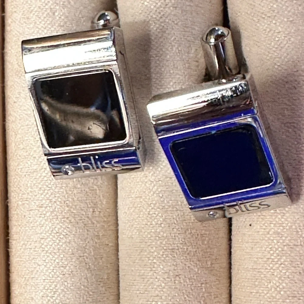 Bliss By Damiani Diamond & Spinel Men Cufflinks Signed Convertible Silver 5507